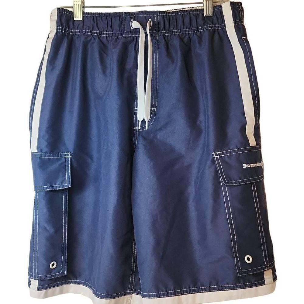 Beverly Hills Polo Club Swim Shorts Men's Size Small Spellout On Pocket Drawstri